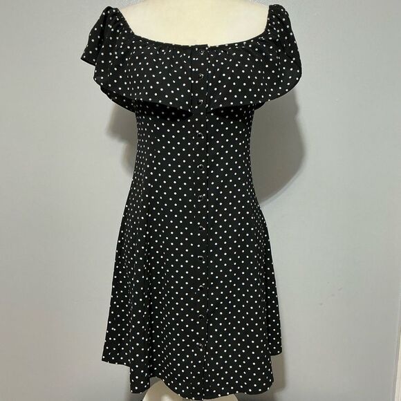 Gypsies and Moondust Off the shoulder button up polka dot dress size M - Picture 1 of 10